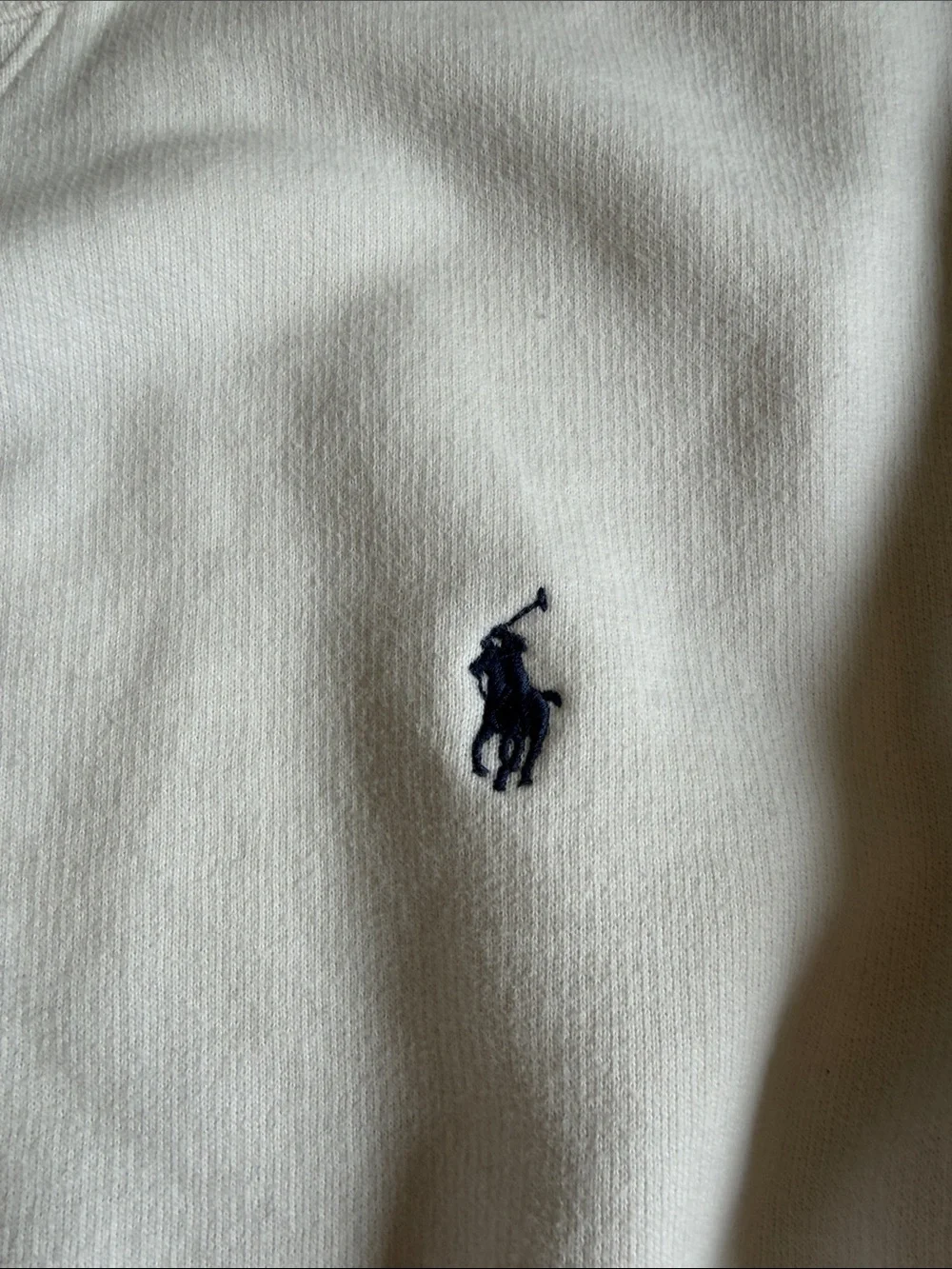 Polo Ralph Lauren Crewneck Sweatshirt White Navy Pony Mens L Stained